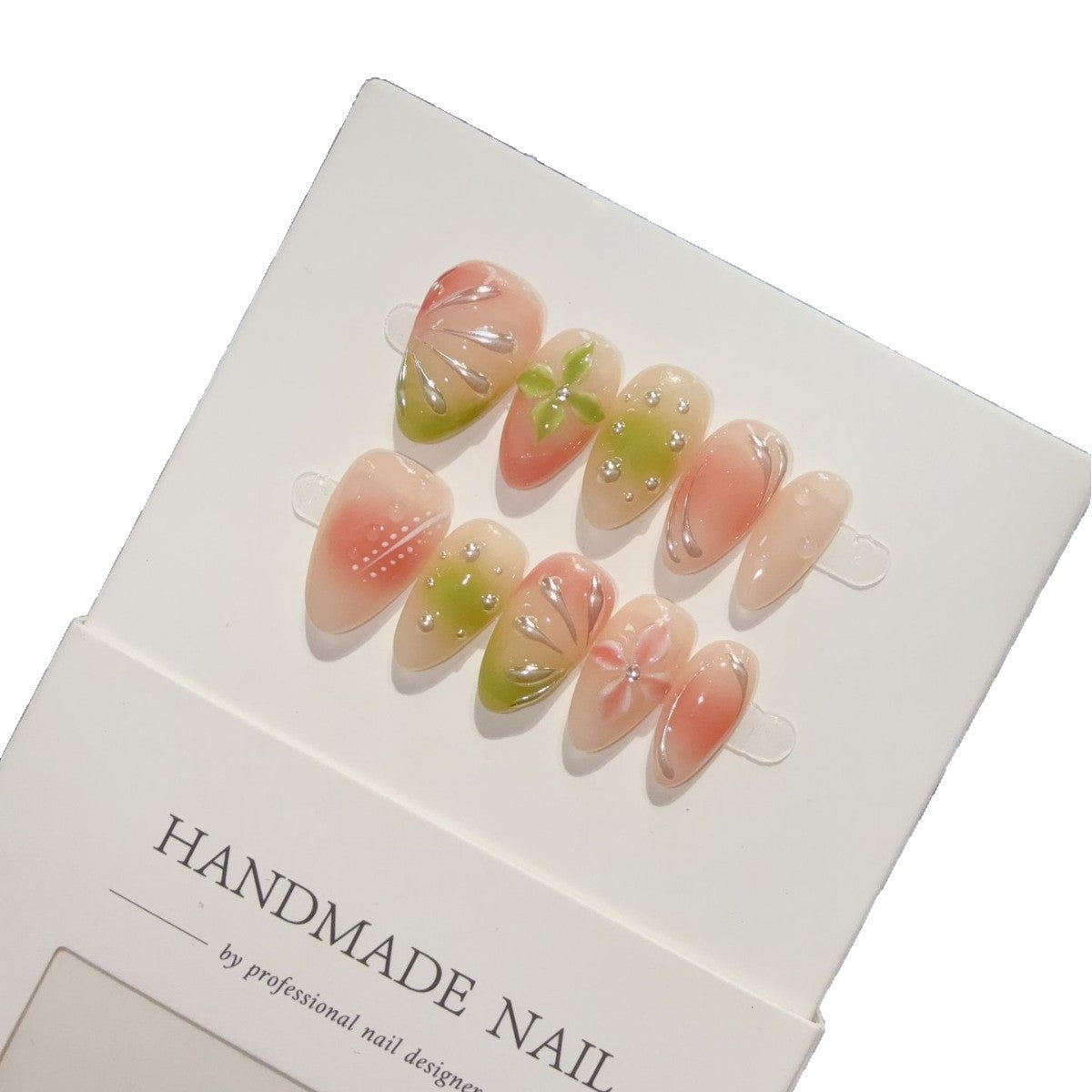 365nails: "Pastel Whisper" – 3D Floral Handmade Almond Nails