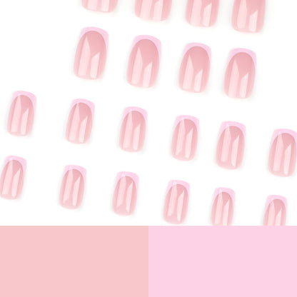Short rectangular A-type wearable nail pads wholesale simple French pink nail art  hot-selling wearable nail pads｜365nails