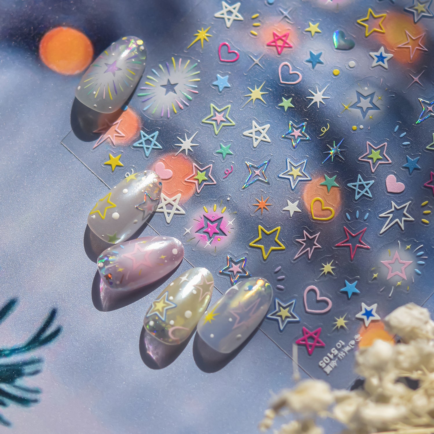 Starry Heart Sparkle – Y2K Dreamy Nail Art Stickers