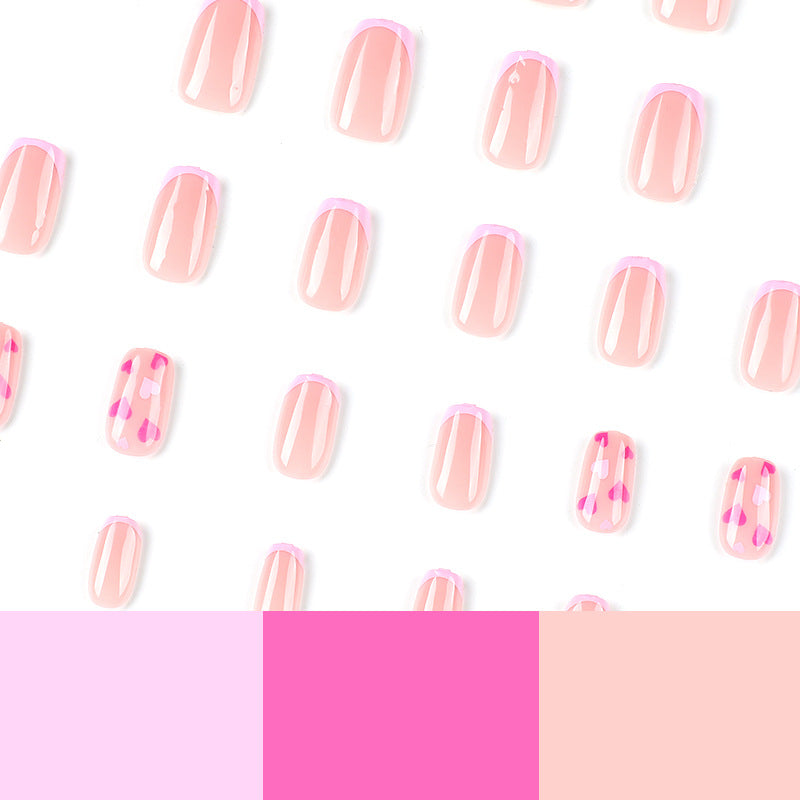 심플 핑크·레드·퍼플 러브 네일 아트 프레스온 네일 — 완성형｜365nails