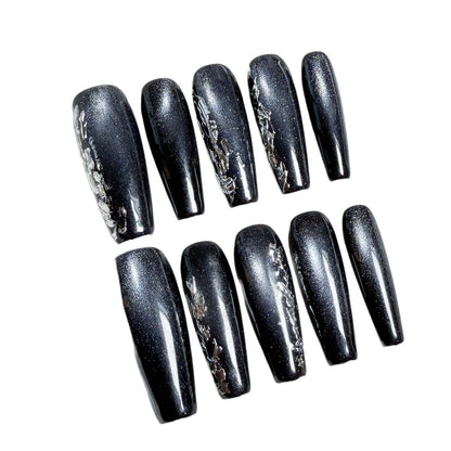 Simple long cat eye press-on nails dark spice girl nail art pure Handemade press on nails finished product factory wholesale｜365nails