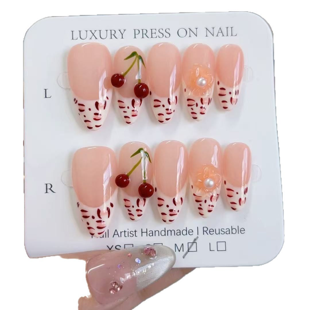 365nails-櫻花：「果香花卉」 – 杏仁形 手工製 3D 雕刻 穿戴甲