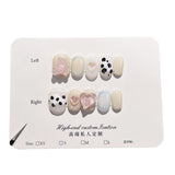 Handmade Press-on Nails Love Bear Cow Pattern White Nail Sticker Wearable Nail Patch Cartoon Cute Nail Patch｜365nails