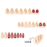 Short almond 3D three-dimensional press-on nails