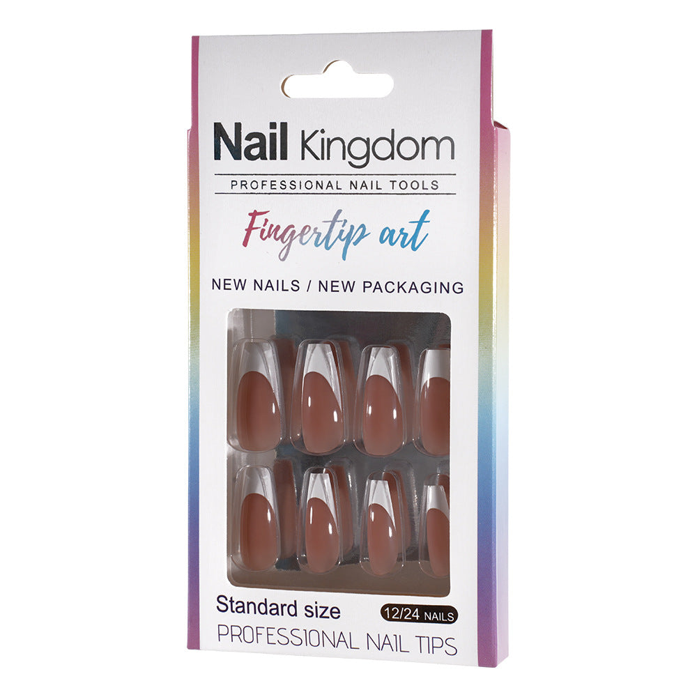Press on nails French trapezoidal simple high-end sense 30 pieces box detachable fake nail finished pre-made manicure