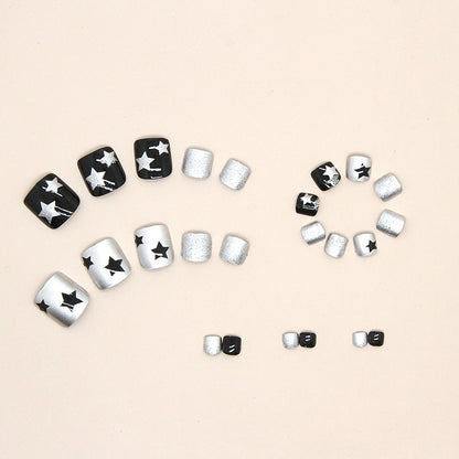 White, sweet, cool and shining stars, wearable Press-on toenails nail ins wind, Spice Girl manicure, fake nail, special nail film for Press-on toenails｜365nails