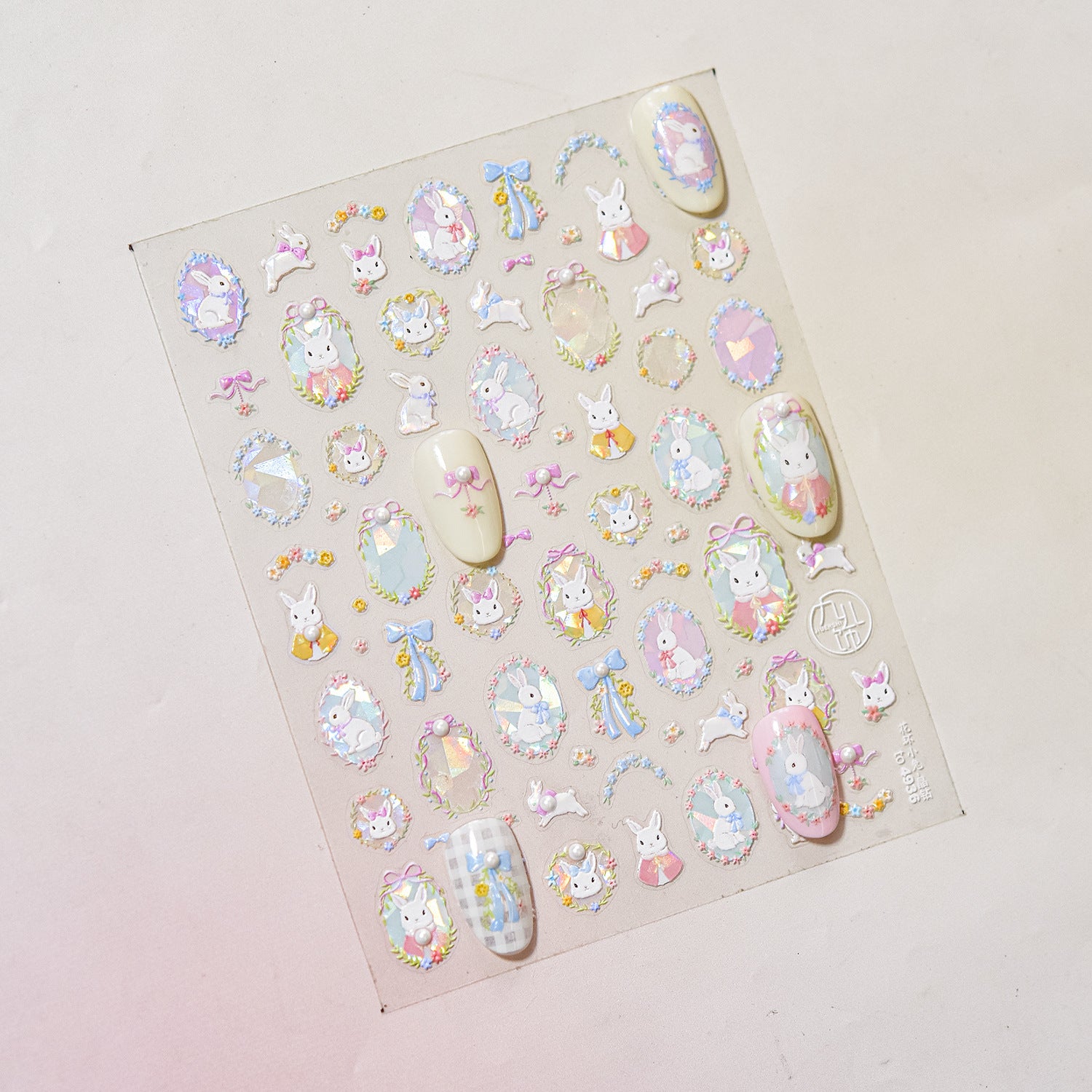 Crystal Bunny Collection: "Sweet Bunny" – 3D Iridescent Nail Sticker