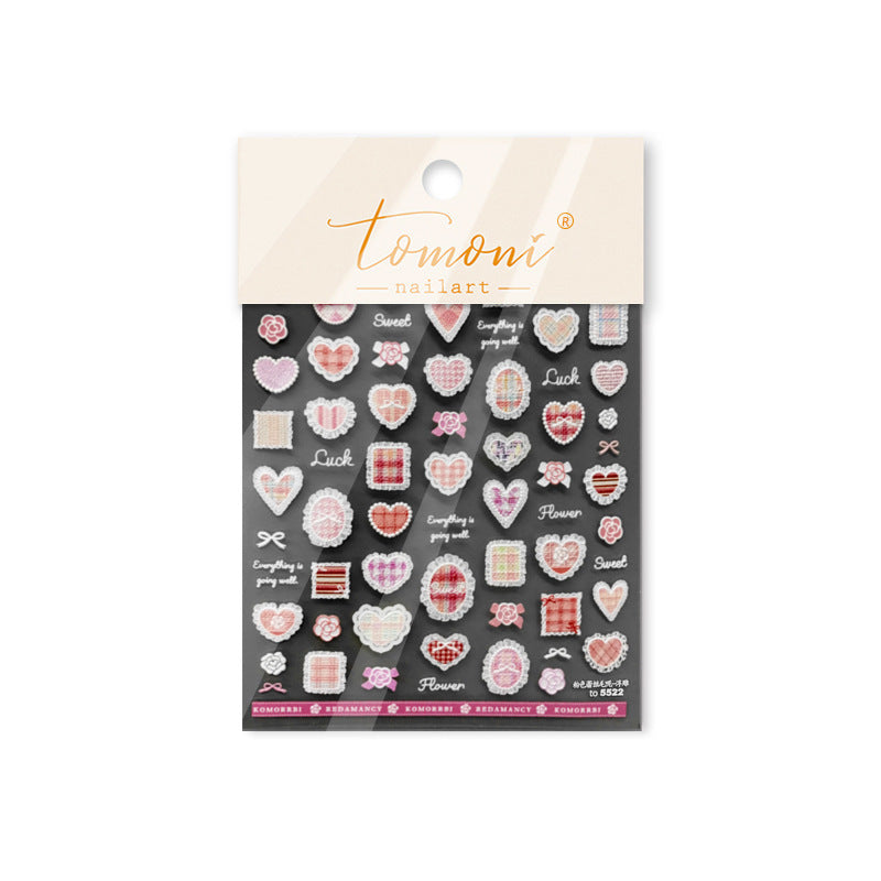 Lace Heart Collection: "Sweet Lace" – 3D Embossed Nail Sticker
