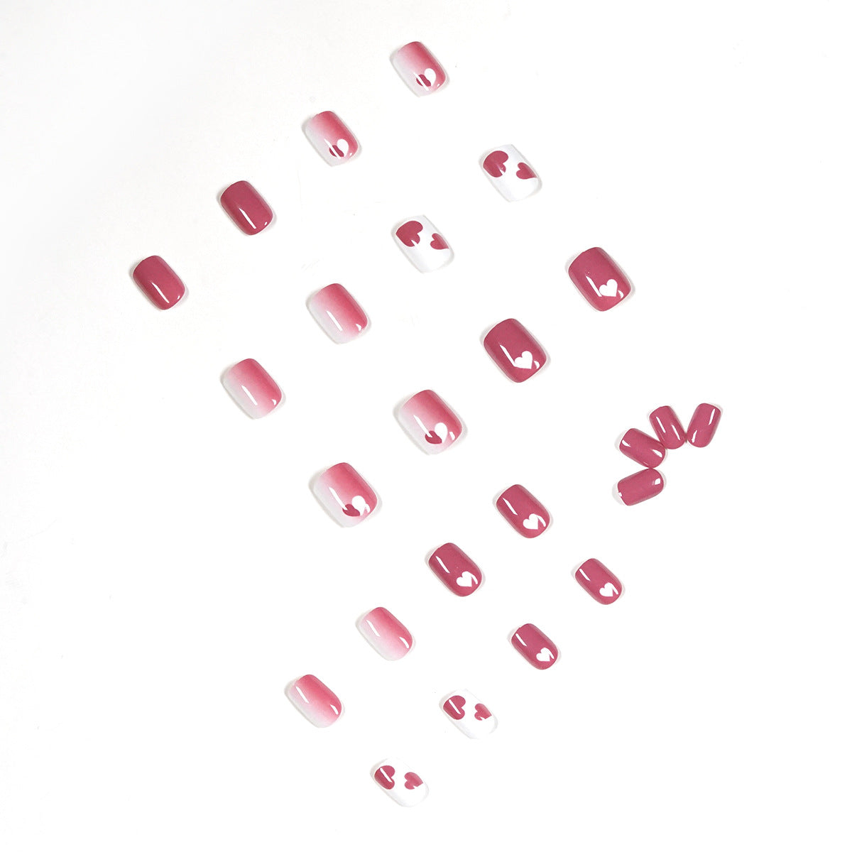 覆盆子塗鴉桃心甲片 成品可拆卸｜365nails