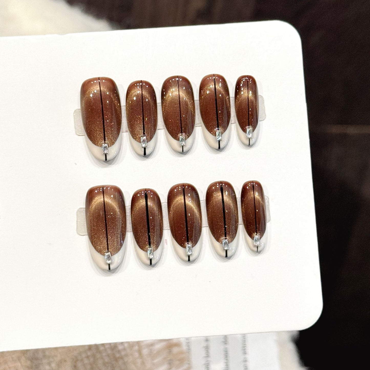 Caramel Brown Cat Eye Press On Nails