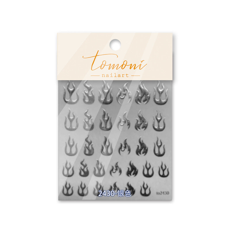 Gold Foil Flames – Punk Metallic Nail Art Set
