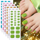Semi-Cured Gel Nail Strips Toe Nails Pure Color Glitter Sparkle Set (MOQ=3)