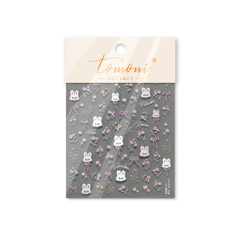 365nails: "Floral Bunny with Pink Bows" – nail art stickers