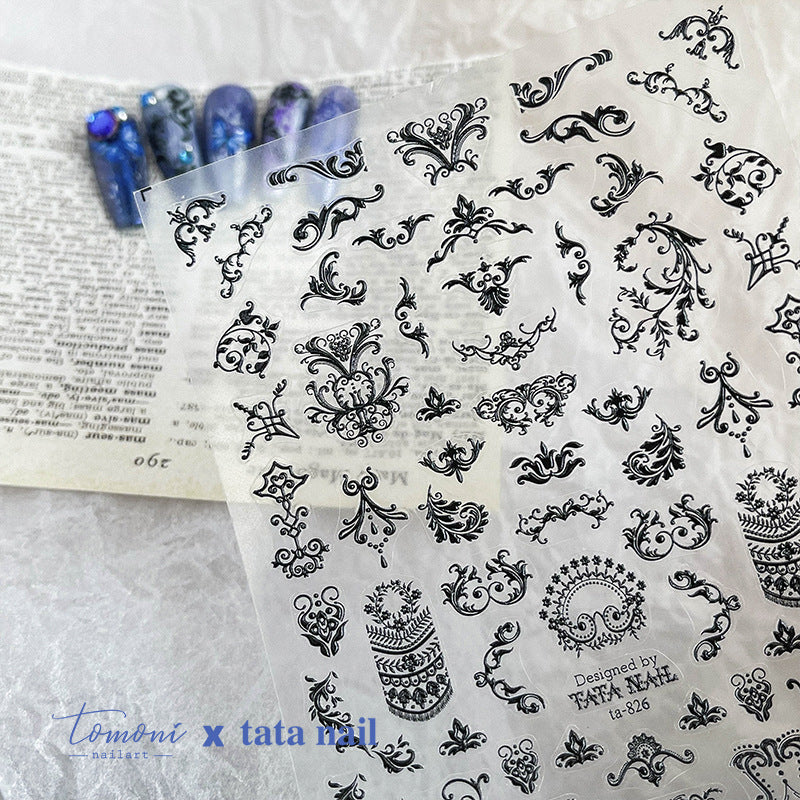 365nails: 빈티지 바로크 레이스 엠보싱 – 네일 아트 스티커