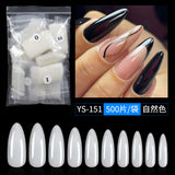 Nail Tips Nail piece full size XL 500 pieces boxed natural light and transparent full sticker almond nail patch fake nail patch manicure