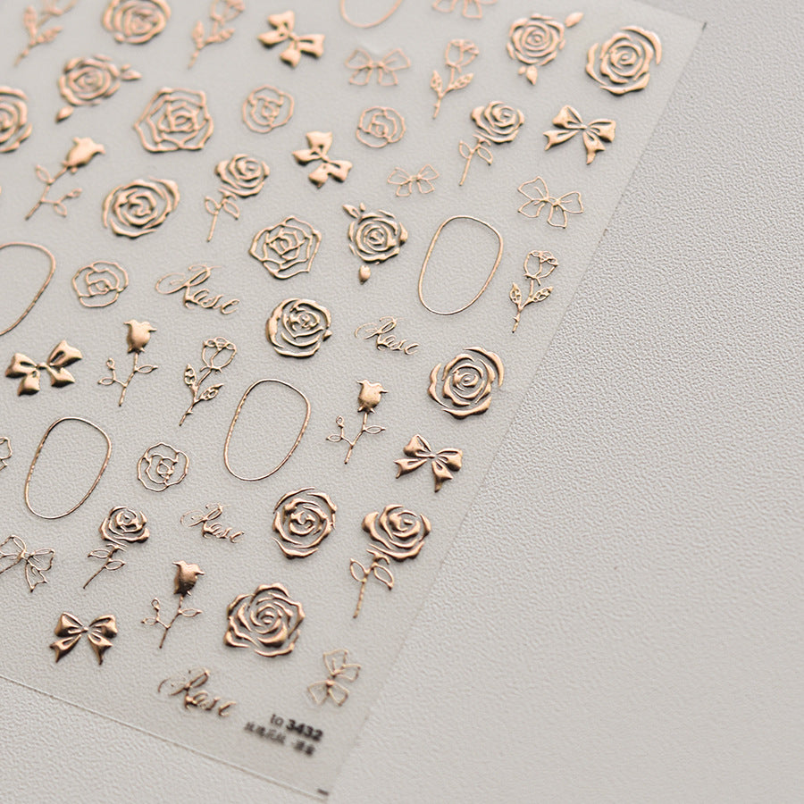 365nails: "Gold Foil Rose & Bow Sticker Set"