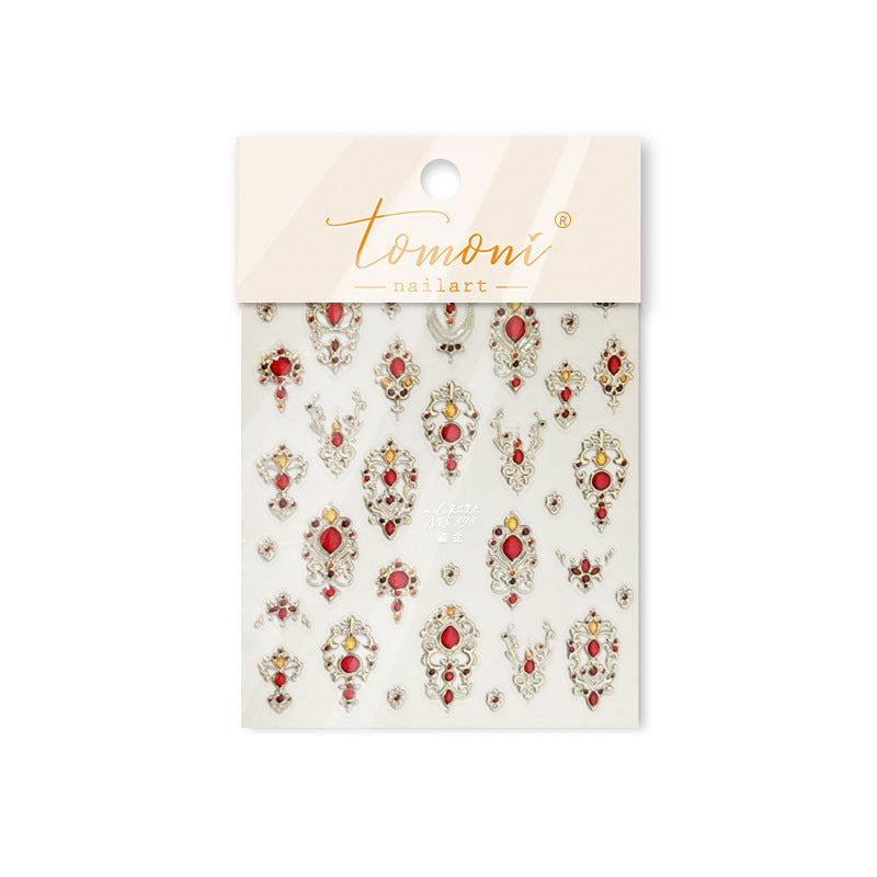 Gold Amber Vintage Ornate Frame: "Baroque Amber Jewel" – 5D Embossed Nail Sticker