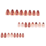 Autumn Brown Short Almond Nail White Dots press-on nails
