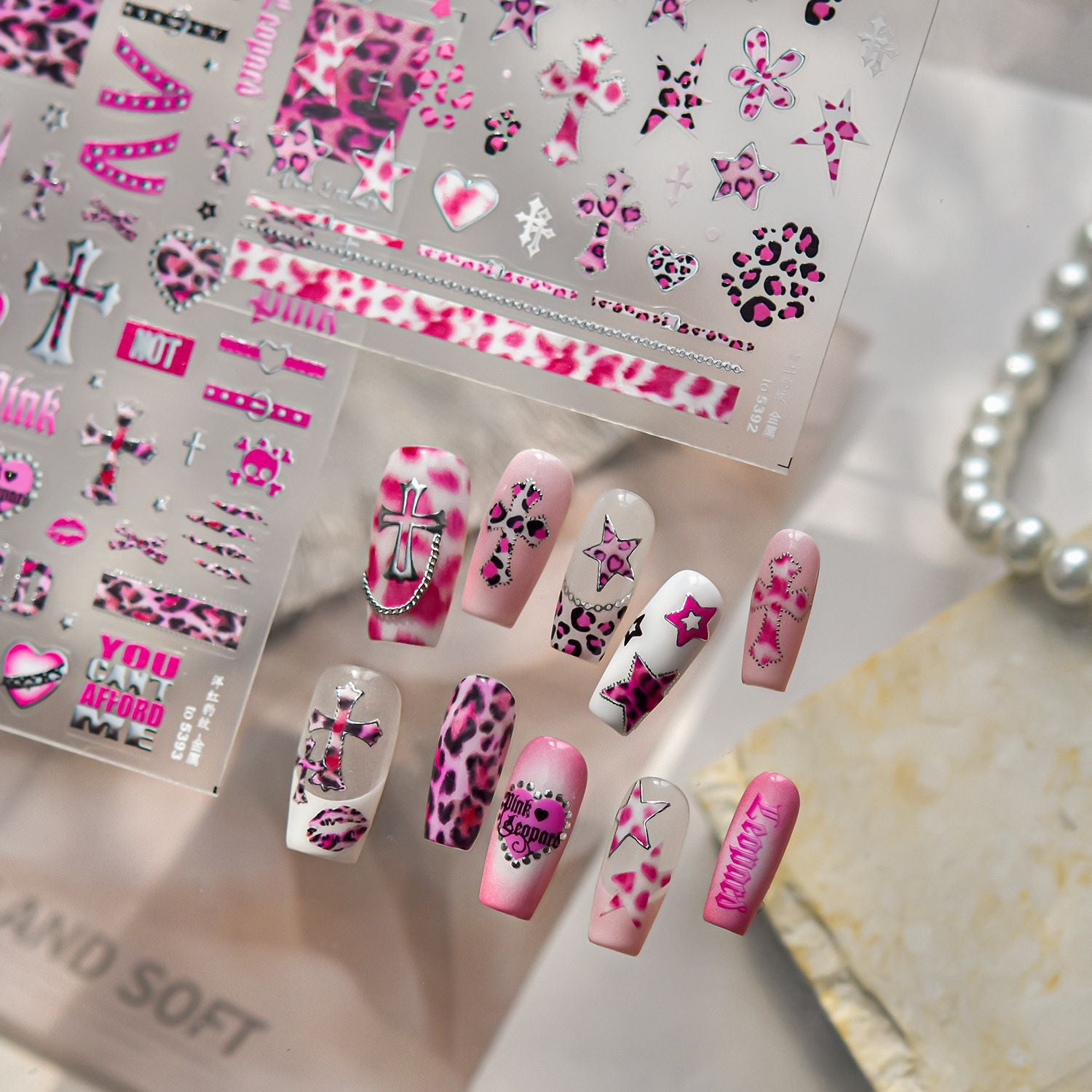 Y2K Leopard Collection: "Edgy Leopard" – 3D Embossed Nail Sticker