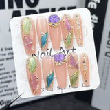 Ojo de gato irregular, pegatinas hechas a mano de color hielo puro, de tamaño mediano y largo | 365nails