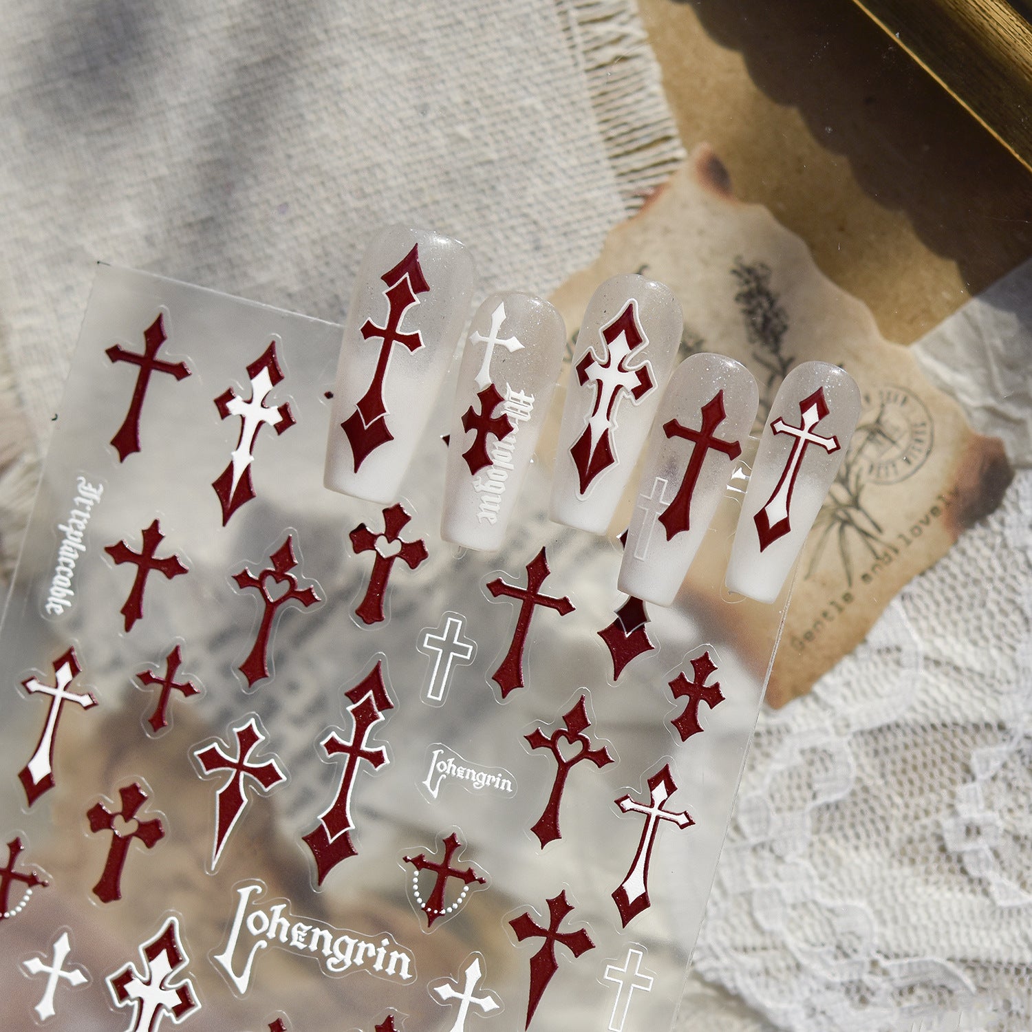 Gothic Cross: "Lohengrin" – 5D Embossed Nail Sticker
