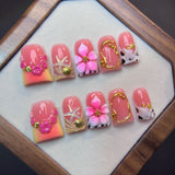 Pink Ocean Flower Starfish Press-On Nails