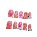 Pink Ocean Flower Starfish Press-On Nails