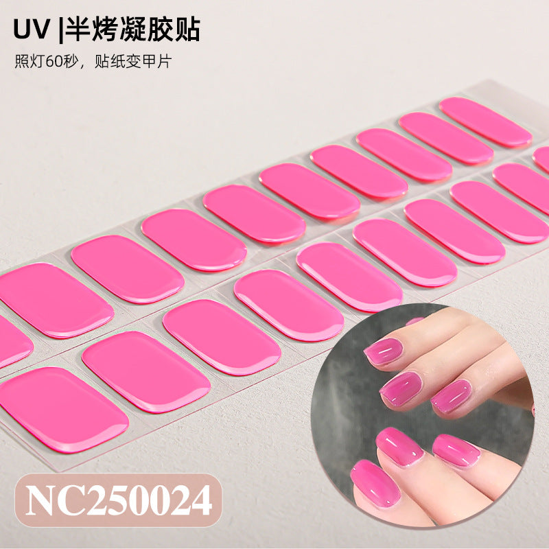 Semi-Cured Gel Nail Strips Solid Color Glossy Classic Design (MOQ=3)