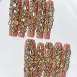 Luxury Blush Crystal Press On Nails