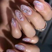 魔鏡粉甲片 批發 — 紫色純色簡約款＋金色蝴蝶美甲甲片｜365nails