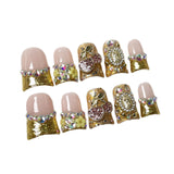 Duck bill nails  retro wind ice transparent flash relief Handmade press on nails factory wholesale｜365nails