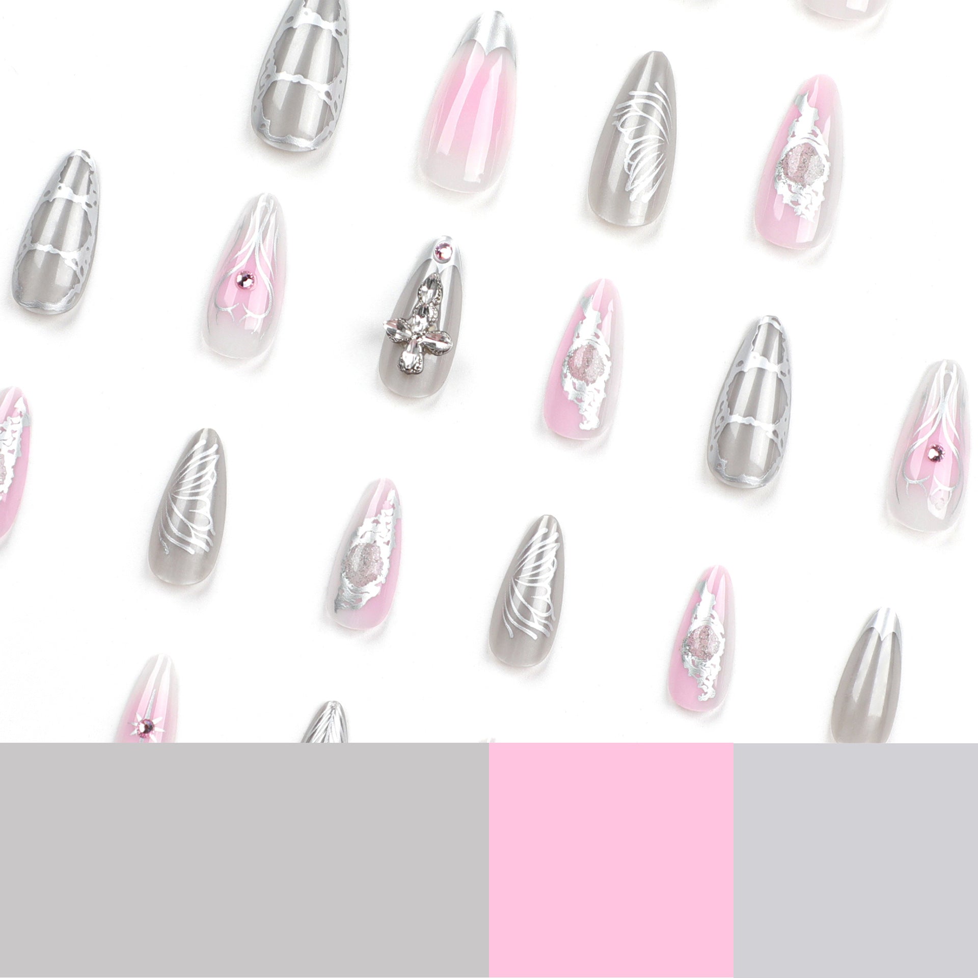 Three-dimensional water drop feeling wearing nail fake nail star love nail art pink smudge nail patch nail wholesale