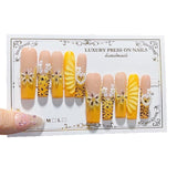 Golden Floral Pearl Tiger Art Press On Nail Set