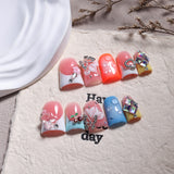 Colorful Crystal Butterfly Glossy Press On Nails