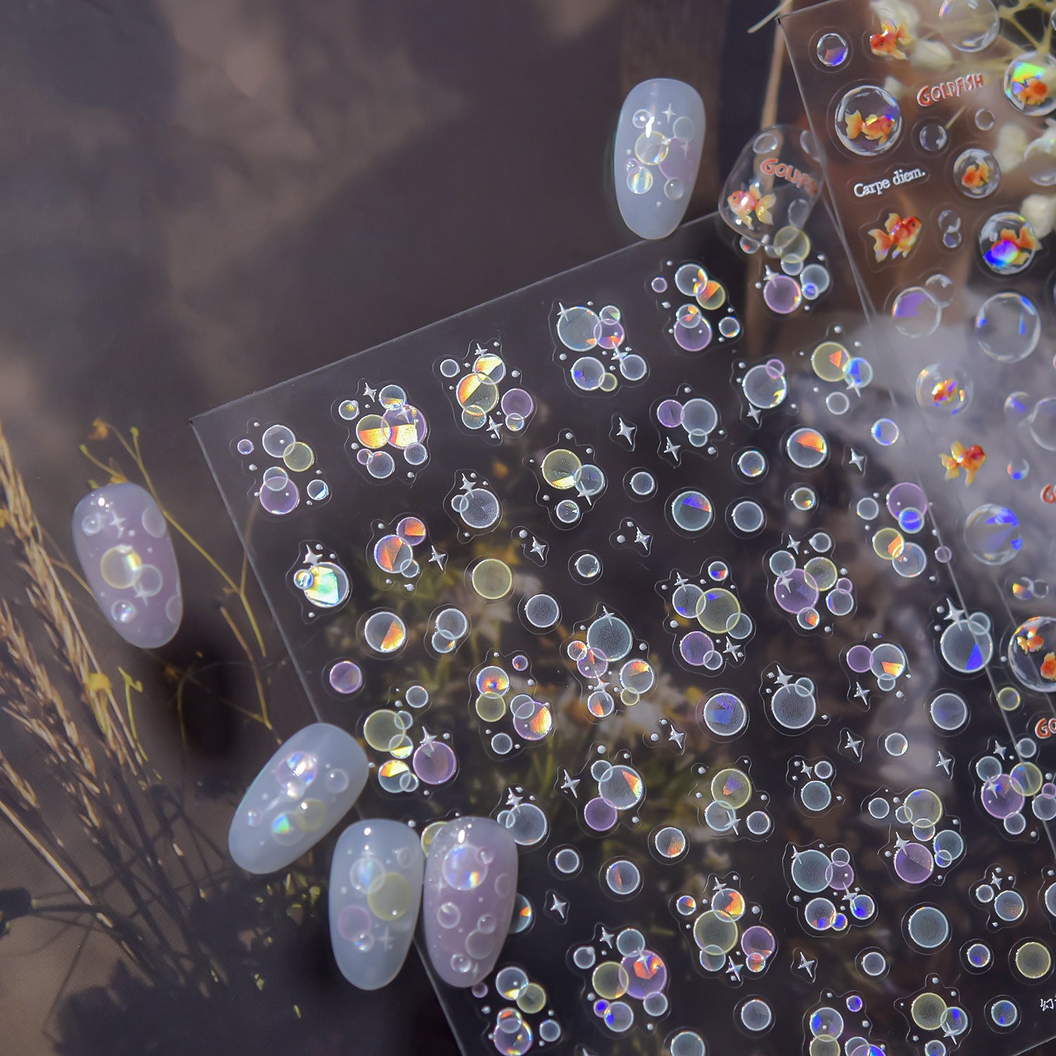Goldfish Bubble Collection: "Aurora Goldfish" – 3D Holographic Nail Sticker