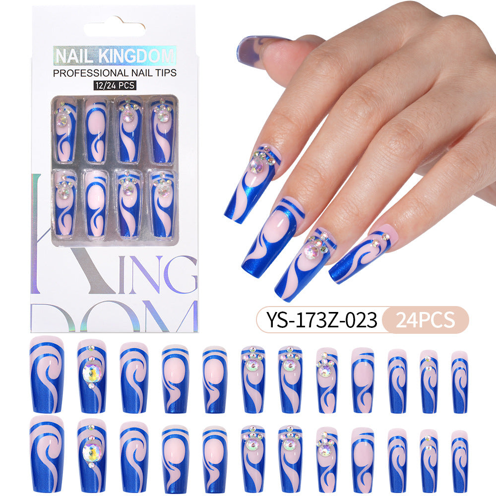 Press on nails fake nail patch extension nail Spice Girl medium rectangle removable 24 pieces with drill manicure