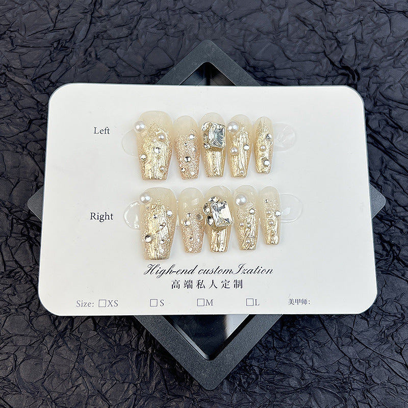 Pure hand-worn manicure spring and summer whitening magic mirror powder sugar cube bright diamond detachable hand-worn manicure｜365nails