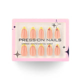 Cherry 3D three-dimensional simple and fresh French yellow almonds press-on nails