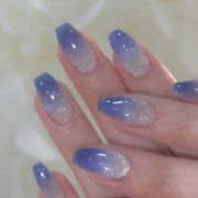 藍色漸變貓眼｜高雅簡約芭蕾形甲片｜365nails