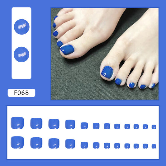 Summer cool feeling sea blue fake nails solid color manicure ins wind press-on nails Press-on toenails special nail piece wholesale｜365nails