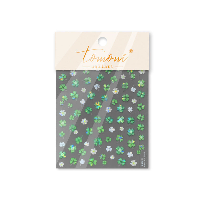 Lucky Clover Iridescent Collection: "Fresh Luck" – 3D Embossed Nail Sticker