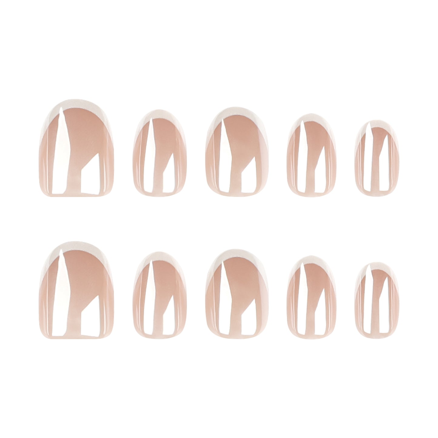 Manicura de alto sentido, 30 piezas en caja recubiertas, borde blanco francés simple ｜365nails