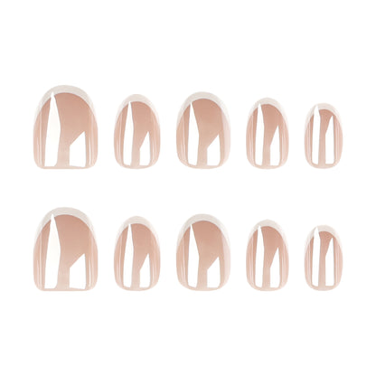 Manicura de alto sentido, 30 piezas en caja recubiertas, borde blanco francés simple ｜365nails