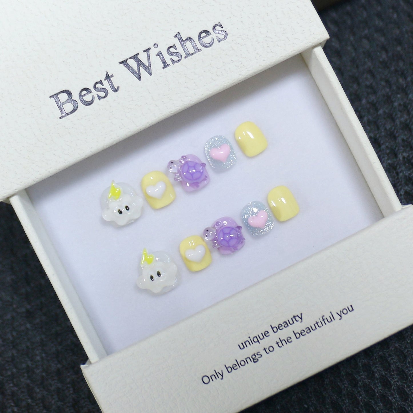 New handmade press-on nails cute cartoon fake nail flakes 3-12 years old