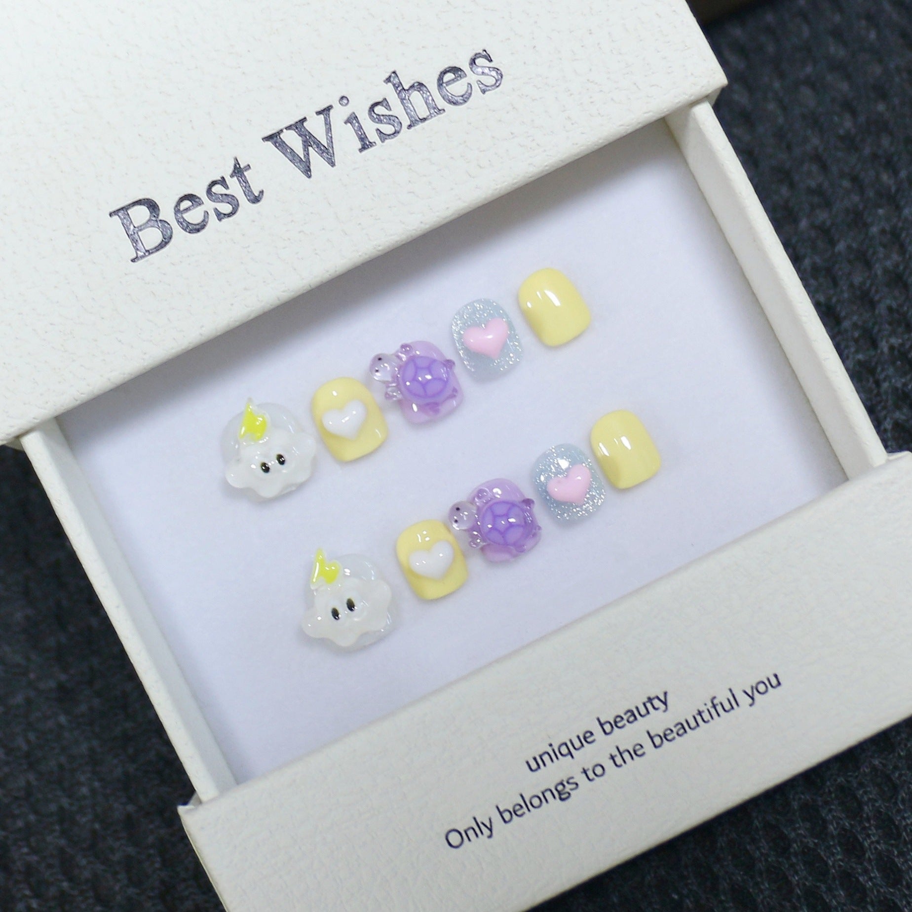 New handmade press-on nails cute cartoon fake nail flakes 3-12 years old