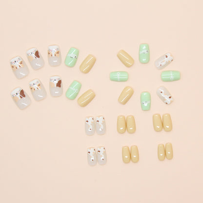 kids nails  Cute Kitten Three Flowers  Short Fish Nail Art 30 Tablets｜365nails