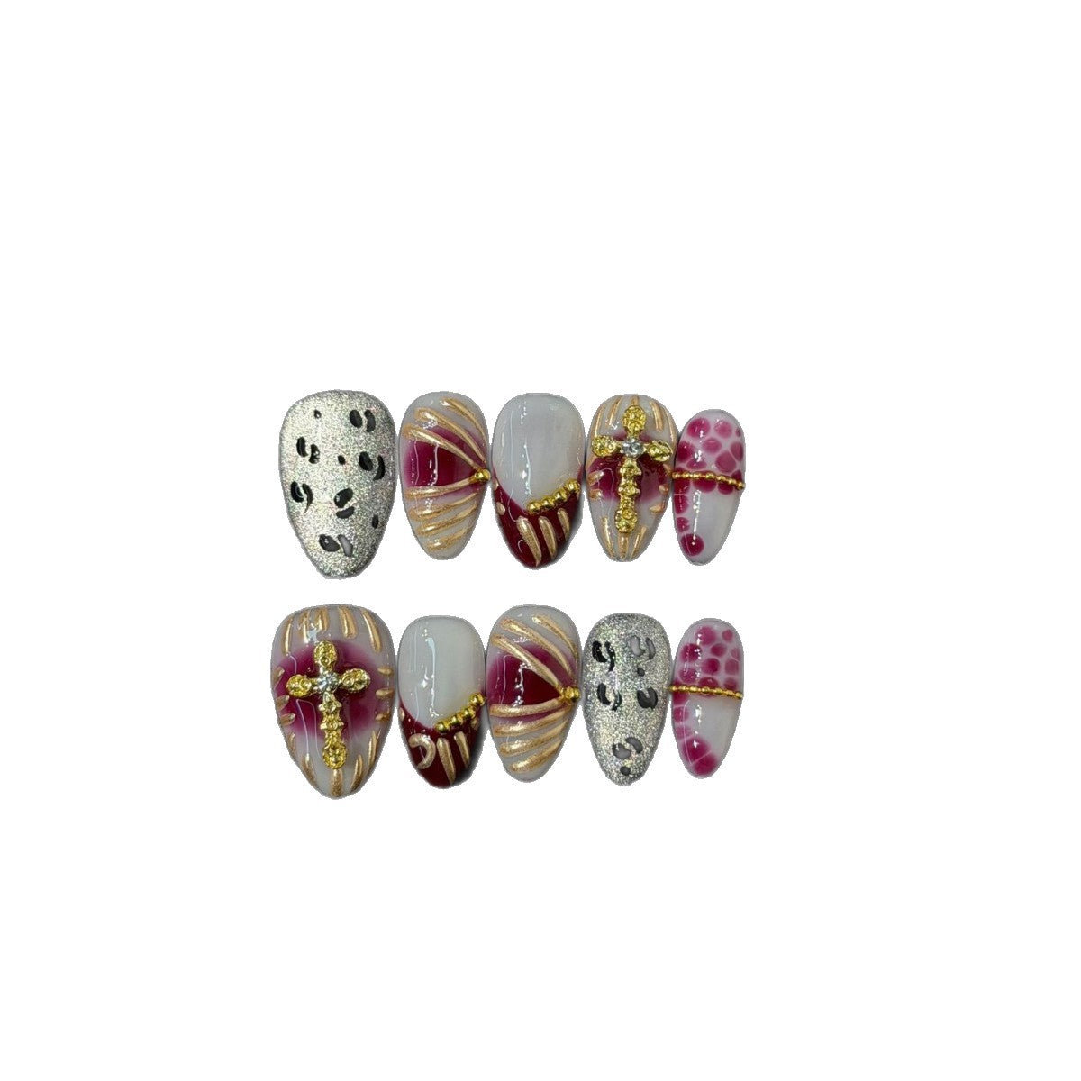 365nails: 고딕 무드 – 수제 3D 체크 아몬드형 네일