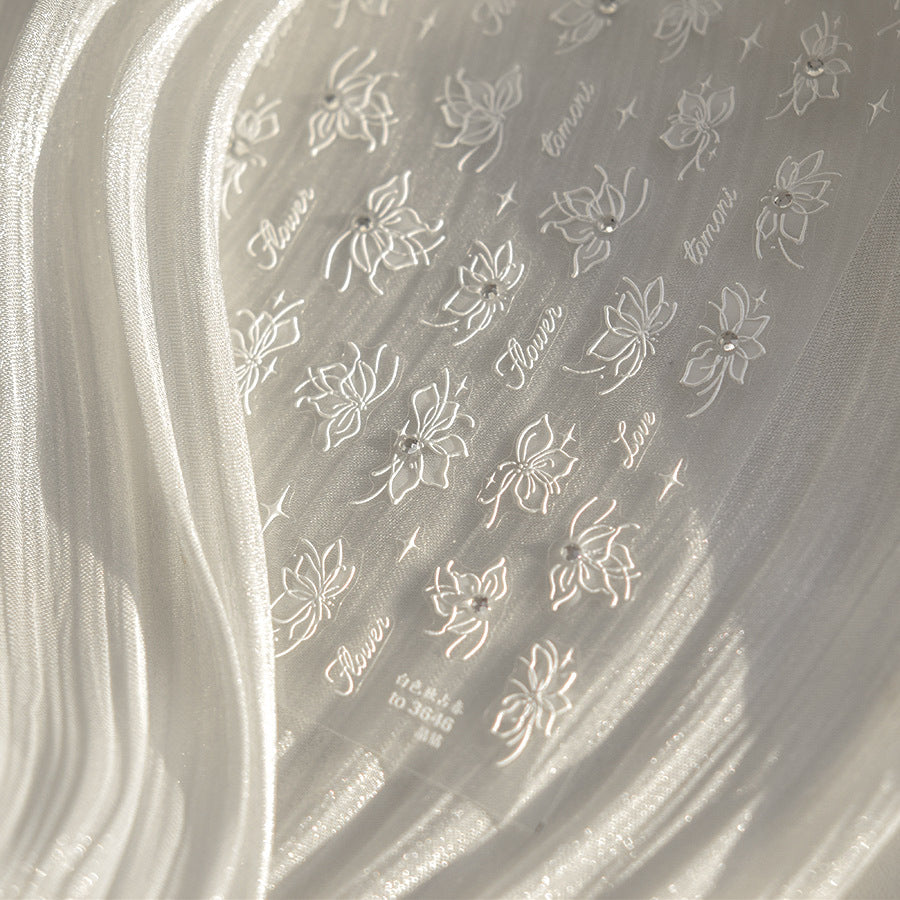 365nails 3D 진주 레이스 플라워 네일 아트 스티커