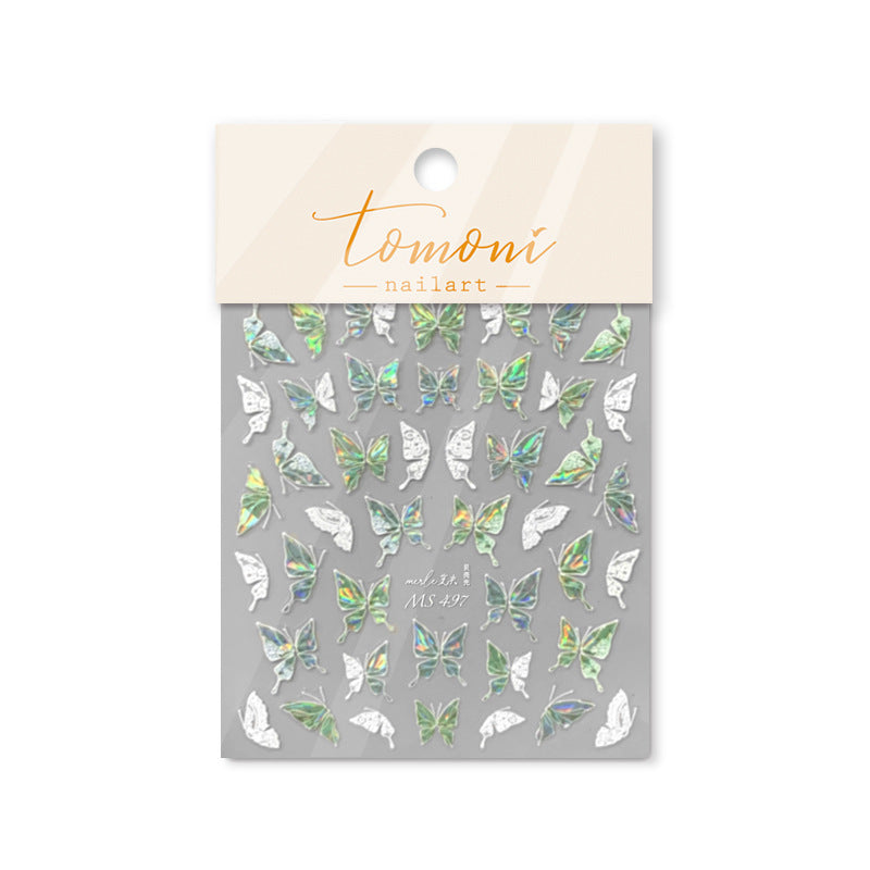 Holographic Butterfly Nail Stickers – 5D Embossed Iridescent Set