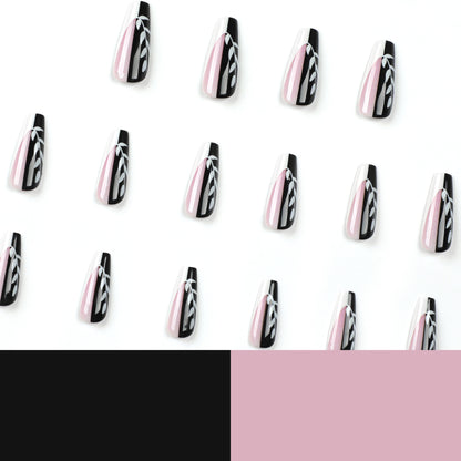hot nail art wearing French  fake nail ballet nail art film press on nail｜365nails